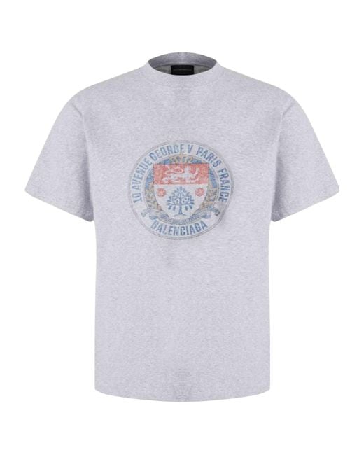 Balenciaga White Logo Printed Crewneck T-Shirt for men