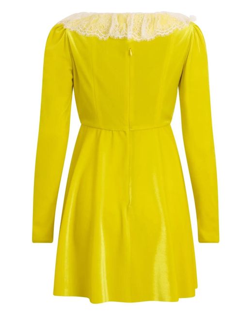 Philosophy Di Lorenzo Serafini Yellow Lace-Trim Mini Dress