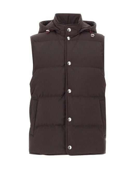 Eleventy Brown Hooded Vest for men