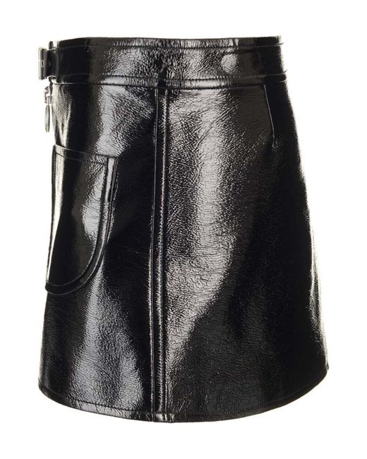 Courreges Black Courrèges Buckle Zipped Vinyl Mini Skirt