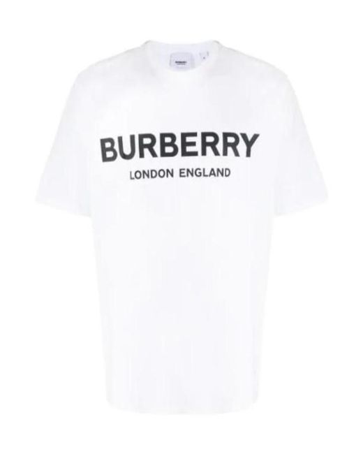 Burberry White Logo Print Crewneck T-Shirt for men