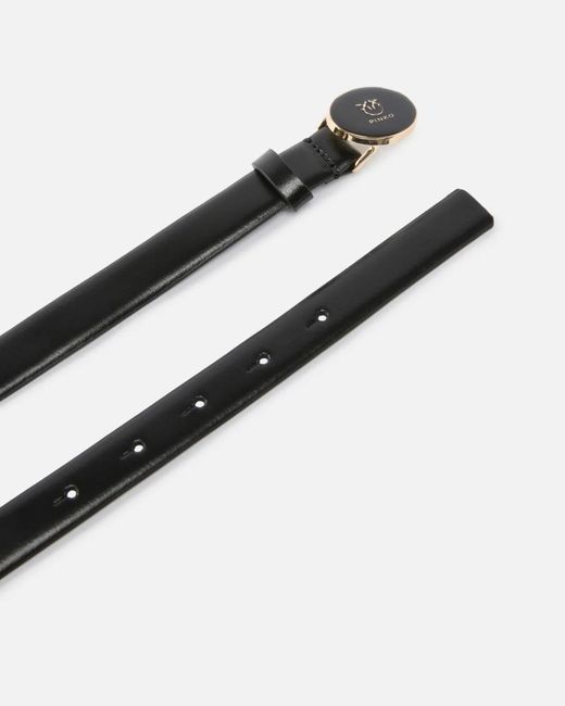 Pinko White Love Birds Logo Buckle Belt