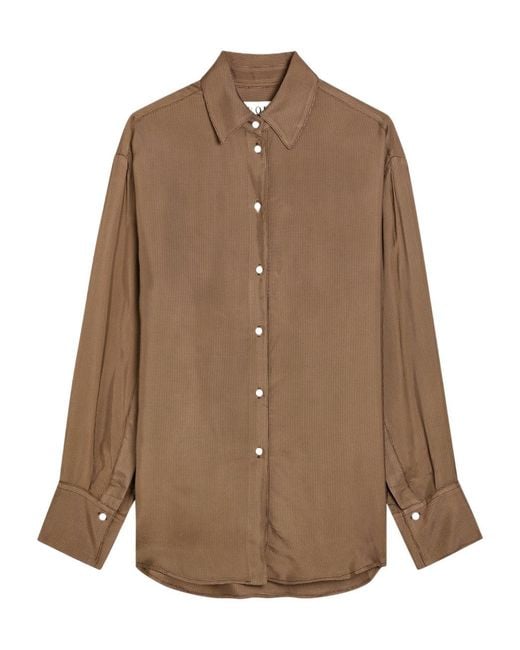 Rohe Brown Checked Satin Shirt