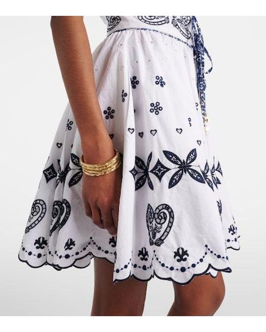 Camilla White Embroidered Cotton Minidress
