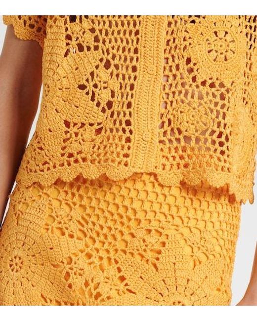 Jonathan Simkhai Yellow Macks Floral Crochet Cotton Shirt