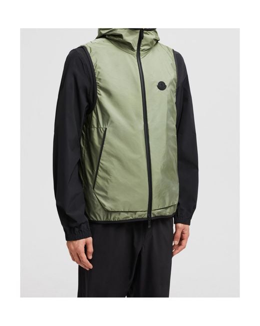 Moncler Green Moretan Zip-Up Hooded Gilet for men