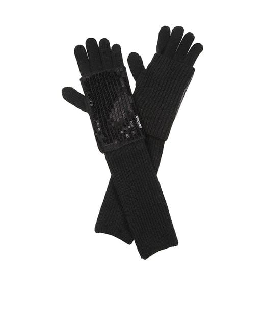 Pinko Black Ribbed Gloves