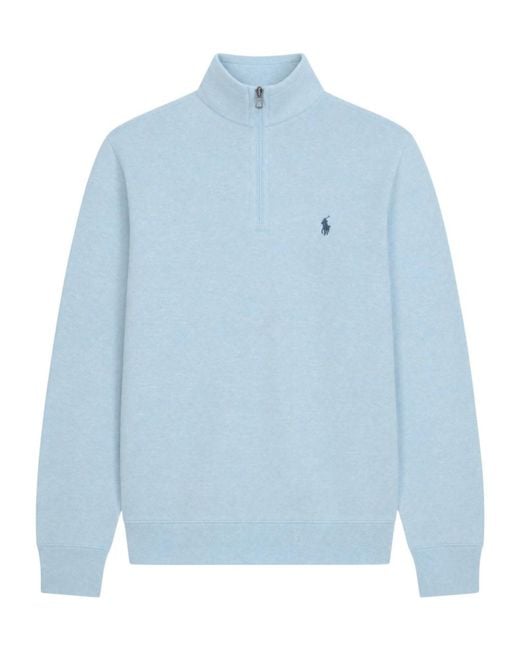 Polo Ralph Lauren Blue Half-Zip Logo-Embroidered Jersey Sweatshirt for men