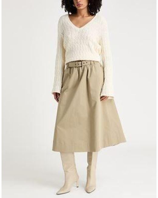 Brunello Cucinelli Natural Solid Color Stretch Twill Skirt
