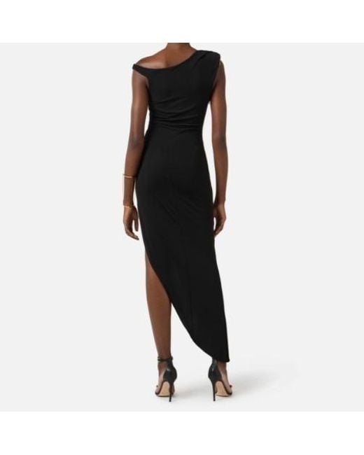 Elisabetta Franchi Black Jewel Strap Asymmetric Dress