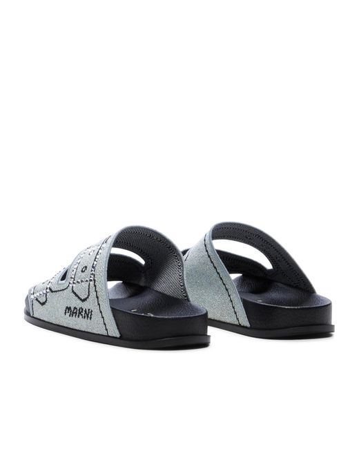 Marni White Jacquard Logo Flip-Flops