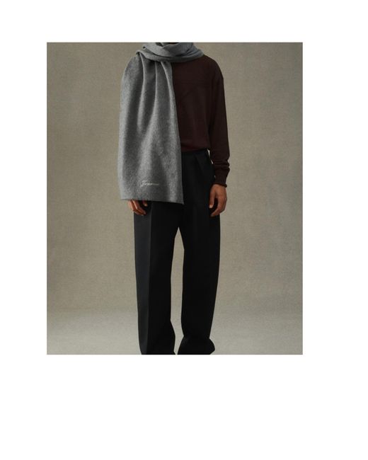 Jacquemus Gray The Tailleur Long Embroidered Scarf for men