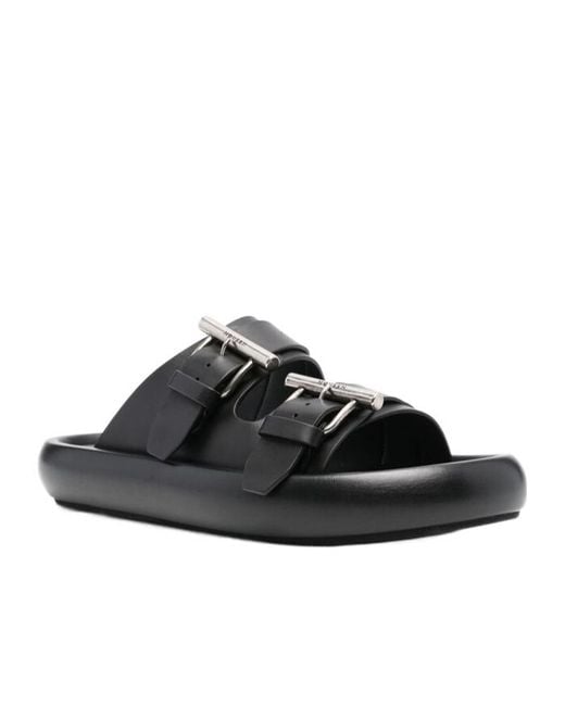 McQueen Black Double Buckle Slip-On Slides for men