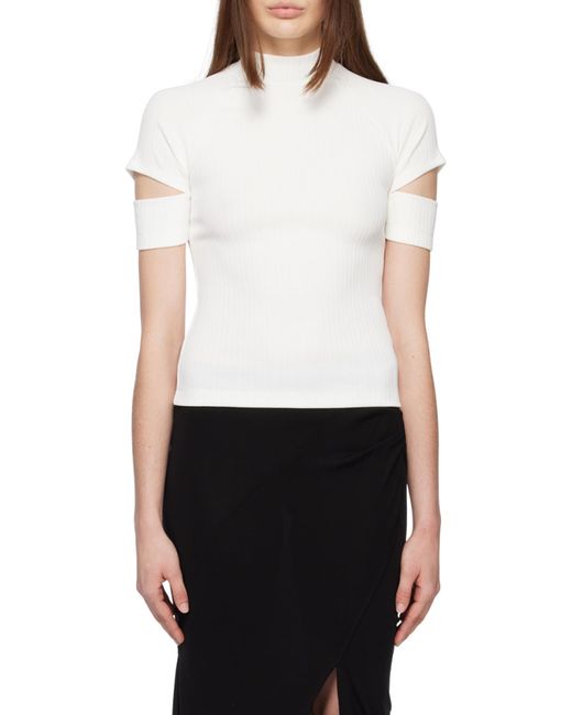 Helmut Lang White Cut-Out Sleeves Blouse