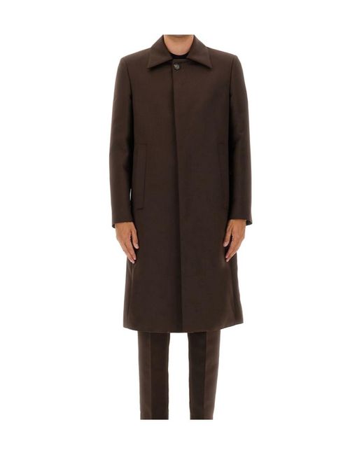 MM6 by Maison Martin Margiela Brown Buttoned Tailored Overcoat for men