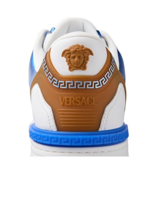 Versace Blue Biggie Basket Leather Sneakers for men