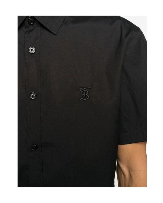 Burberry Black Monogram Motif Short Sleeve Shirt for men