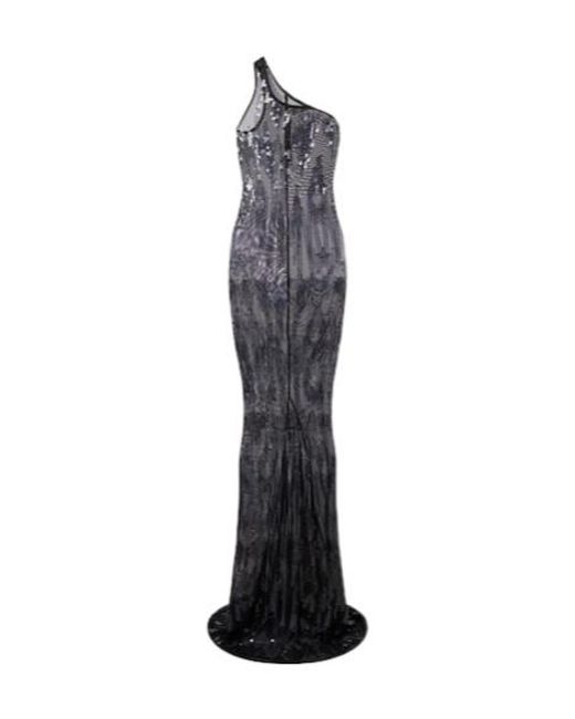 Rick Owens Black Lilies One-Shoulder Sequined Tulle Gown