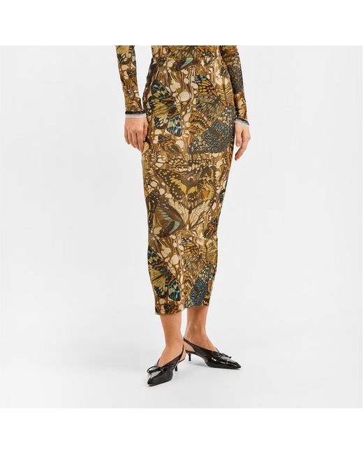 Jean Paul Gaultier Metallic Printed Midi Skirt