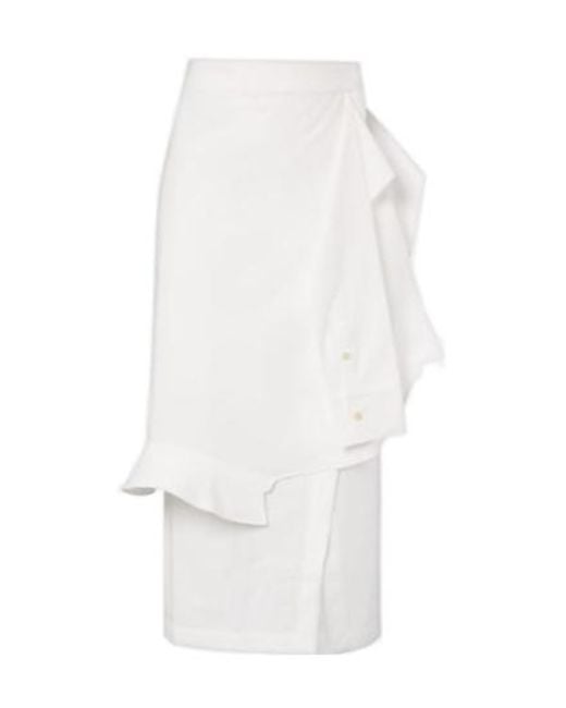 Rohe White Asymmetric Cotton-Blend Midi Skirt