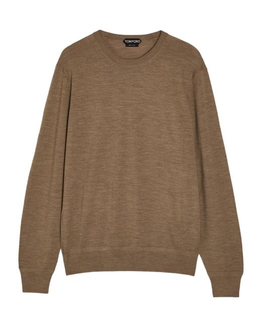 Tom Ford Brown Crew-Neck Wool Jumper for men