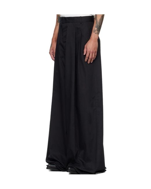 Lu'u Dan Black Lowline Belt Loop Casual Pants for men