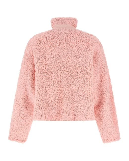 Jil Sander Pink Stand-Up Collar Fleece Jacket