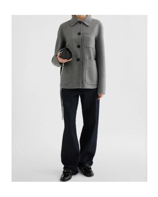 Jil Sander Gray Buttoned Long-Sleeved Shirt Jacket