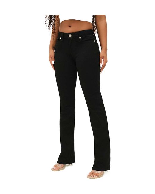 True Religion Black Billie Mid Rise Straight Jean