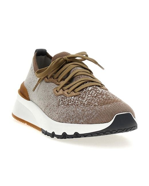 Brunello Cucinelli Multicolor Knitted Low-Top Sneakers for men