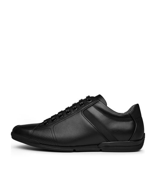 Boss Black Saturn Smooth Low Top Premium Leather Trainers for men