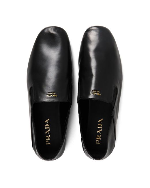 Prada Black Solid Color Loafers for men