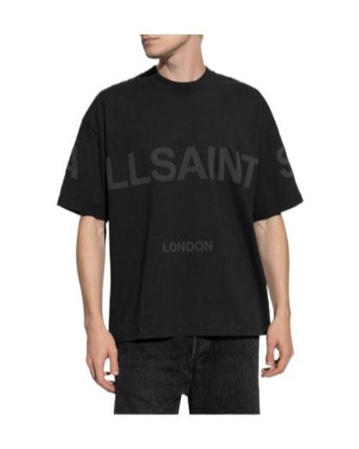 AllSaints Black Oversized Logo T-Shirt for men