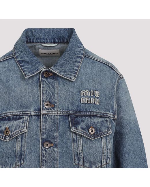 Miu Miu Blue Denim And Poplin Trucker Jacket