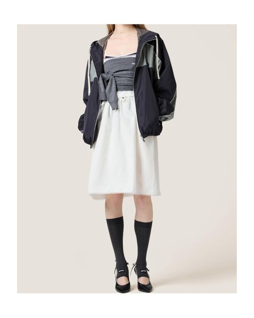 Miu Miu Black Technical Silk Zipper Blouson Jacket