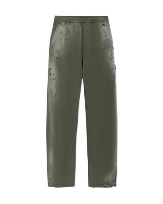 DIESEL Green Elastic-Waist Casual Trousers for men