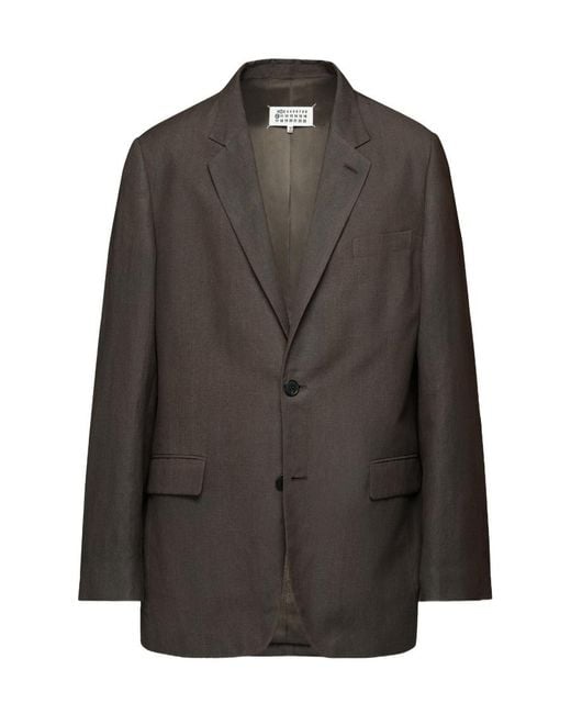 Maison Margiela Brown Single-Breasted Tailored Blazer