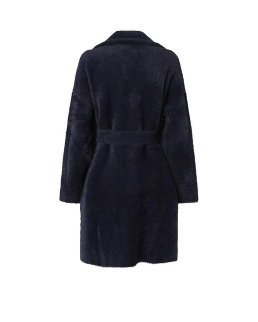 Pinko Blue Button-Up Belted Coat