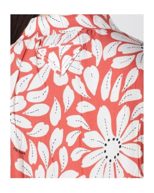 Prada Pink Printed Pleated Pongé Dress
