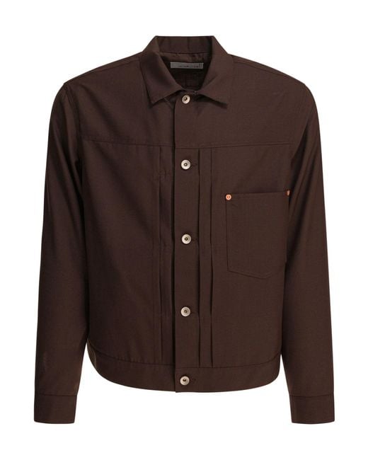 Sacai Brown Buttoned Straight Hem Jacket for men