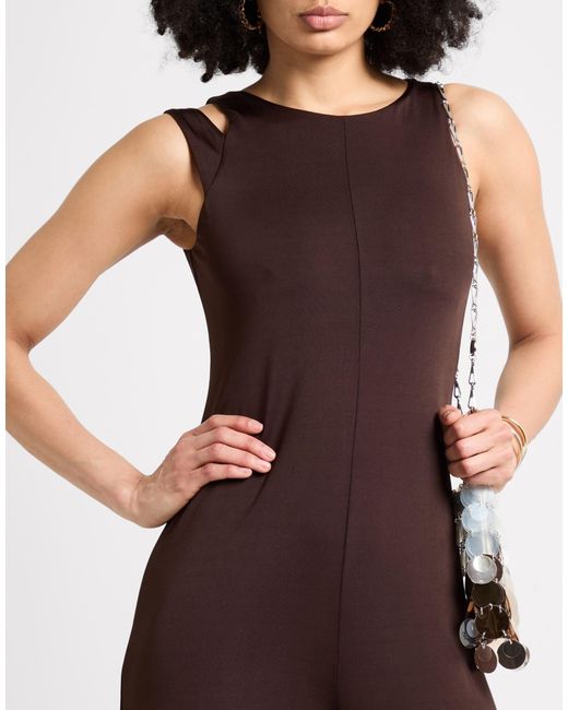 MAX&Co. Brown Minimalist Solid Color Sleeveless Stretch Jumpsuit