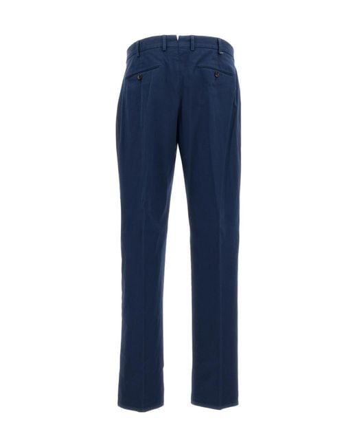 PT01 Blue Pt Torino Pleated Straight Leg Pants for men
