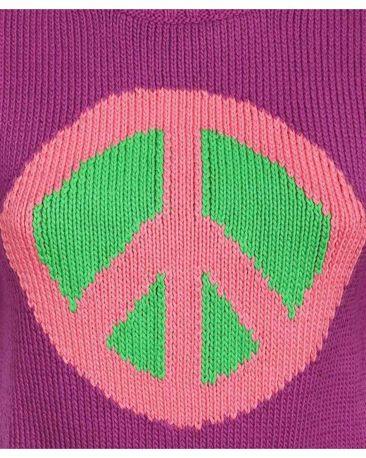 Moschino Pink Peace Sign Motif Knitted Top