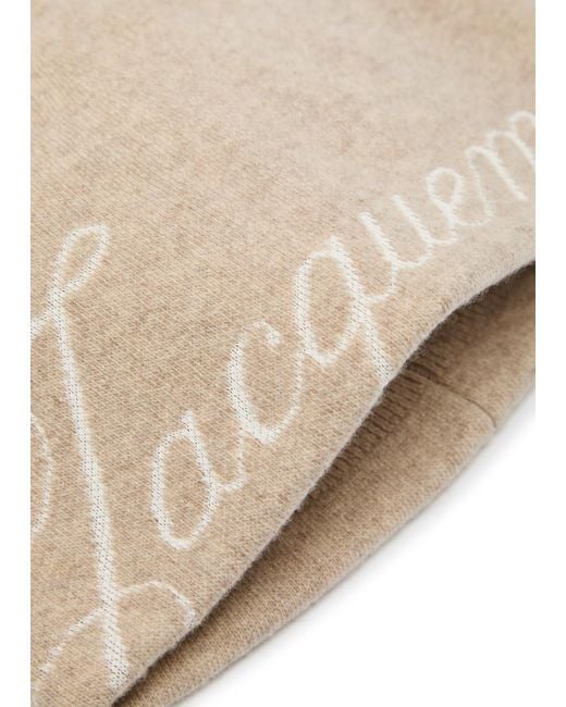 Jacquemus Natural Logo-Intarsia Wool-Blend Beanie for men