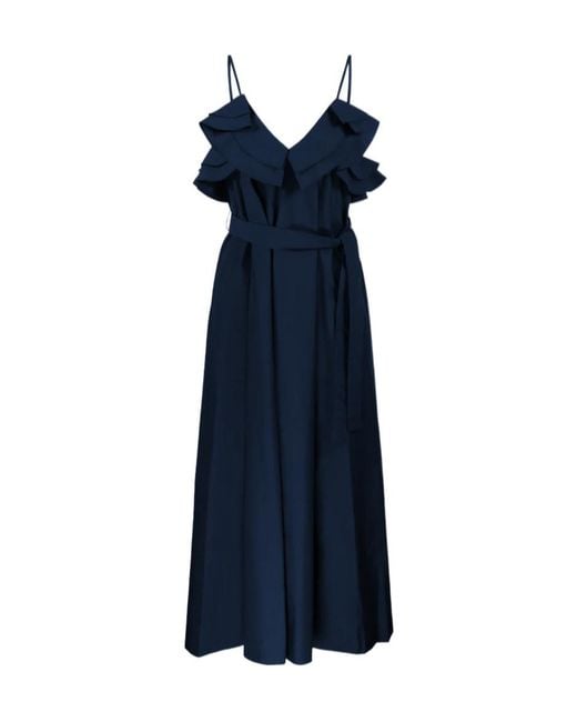 P.A.R.O.S.H. Blue Ruffled Midi Dress