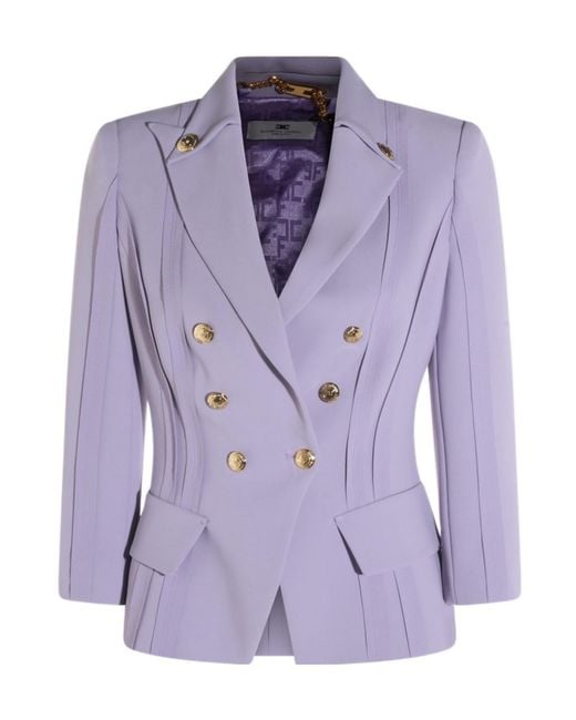 Elisabetta Franchi Purple Double-Breasted Jacket