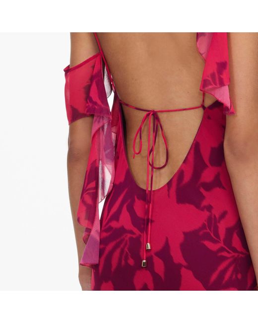 Self-Portrait Red Floral Ruffle Maxi Dress