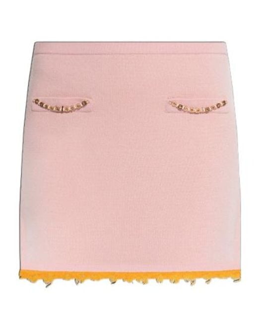 Casablanca Pink Double Face Frayed-Edege Mini Skirt