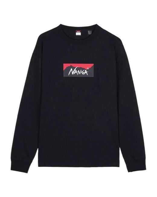 NANGA Blue Box Logo Long-Sleeve T-Shirt for men
