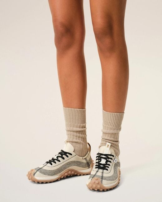 AMI Natural Mirage Contrasted-Stitching Sneakers